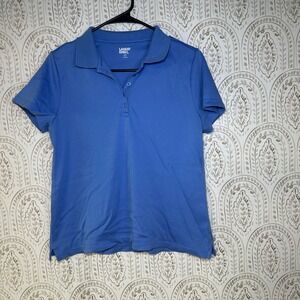 Lands End Womens Blue Short Sleeve Polo Shirt Size M 10/12 Casual Comfort